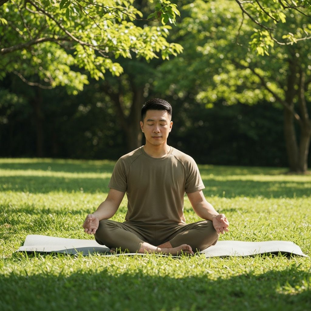 Person practicing mindful breathing
